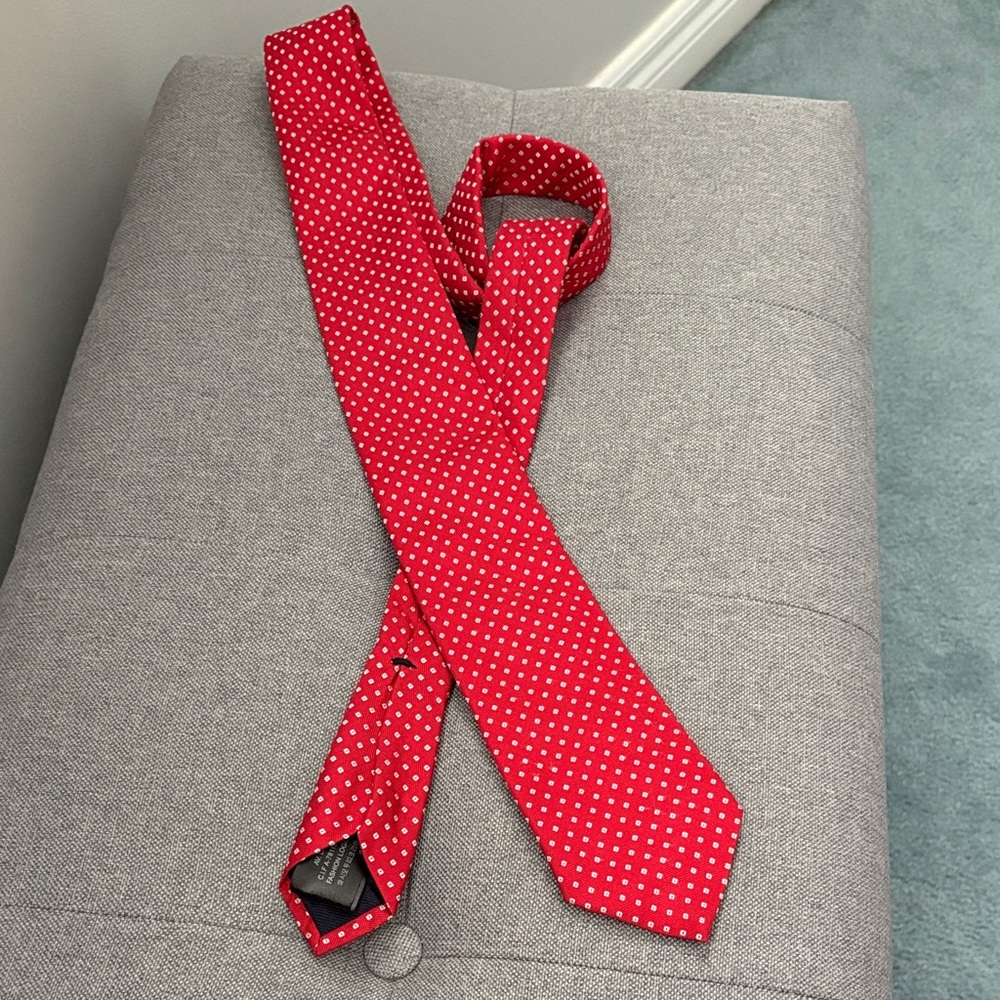 Massimo Dutti Red and White Patterned Tie